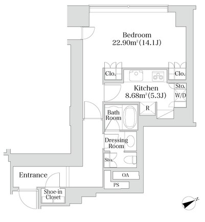 プラティーヌ西新宿1309号室の図面