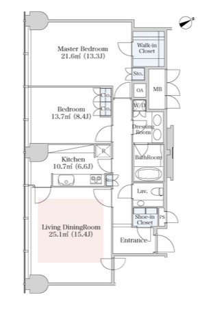 プラティーヌ西新宿1403号室の図面