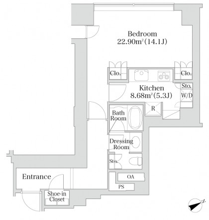 プラティーヌ西新宿1409号室の図面