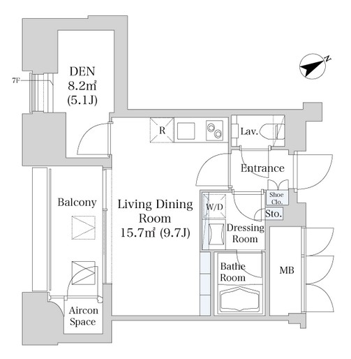 プラティーヌ西新宿601号室の図面