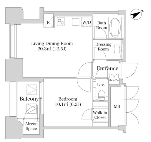 プラティーヌ西新宿603号室の図面