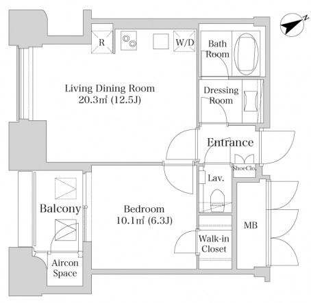 プラティーヌ西新宿703号室の図面