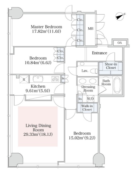 プラティーヌ西新宿804号室の図面