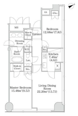 プラティーヌ西新宿808号室の図面