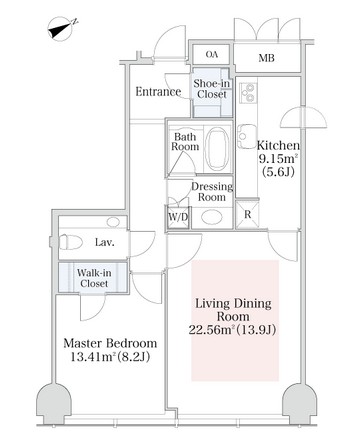 プラティーヌ西新宿905号室の図面