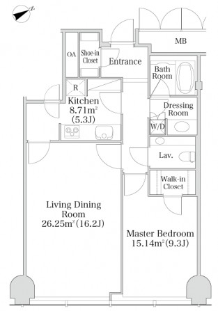 プラティーヌ西新宿906号室の図面