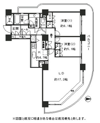 リバーポイントタワー1101号室の図面