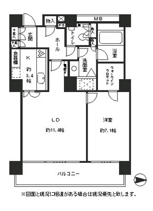 リバーポイントタワー1304号室の図面
