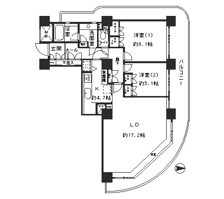 リバーポイントタワー1401号室の図面