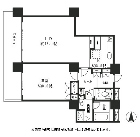 リバーポイントタワー1511号室の図面