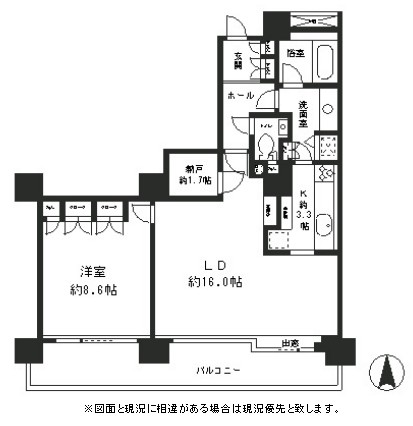 リバーポイントタワー1707号室の図面