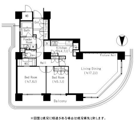 リバーポイントタワー1712号室の図面