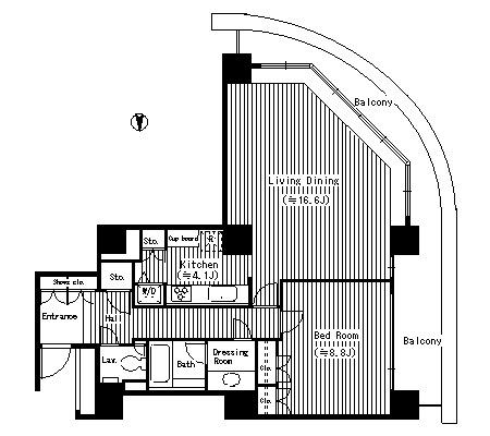 リバーポイントタワー1908号室の図面