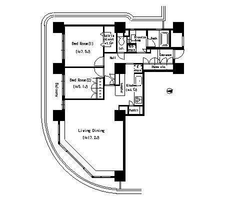 リバーポイントタワー1912号室の図面