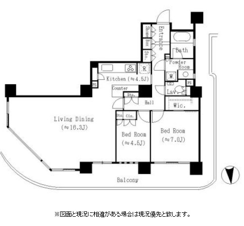 リバーポイントタワー2201号室の図面