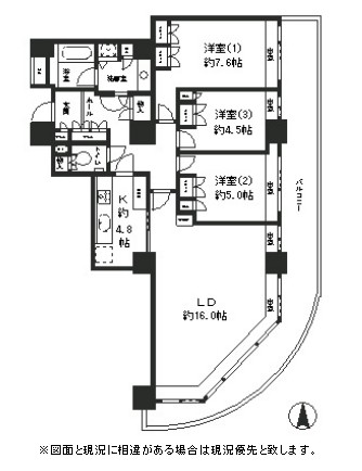 リバーポイントタワー2704号室の図面