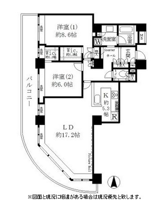 リバーポイントタワー2707号室の図面