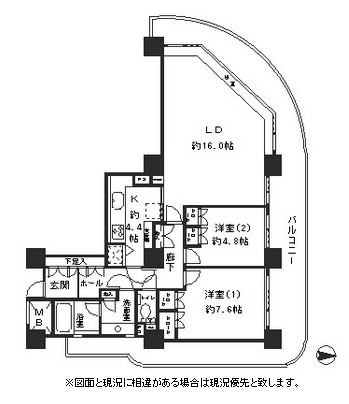 リバーポイントタワー2710号室の図面