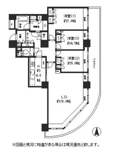 リバーポイントタワー3204号室の図面