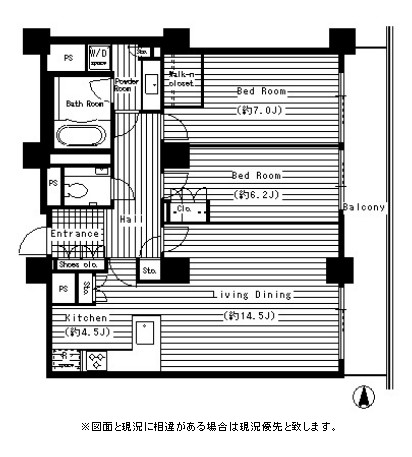 リバーポイントタワー3403号室の図面