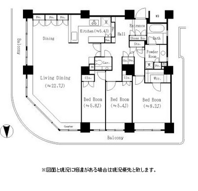 リバーポイントタワー3701号室の図面