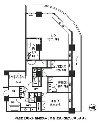 リバーポイントタワー3704号室の図面