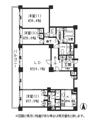 リバーポイントタワー3706号室の図面