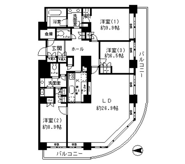 リバーポイントタワー3804号室の図面