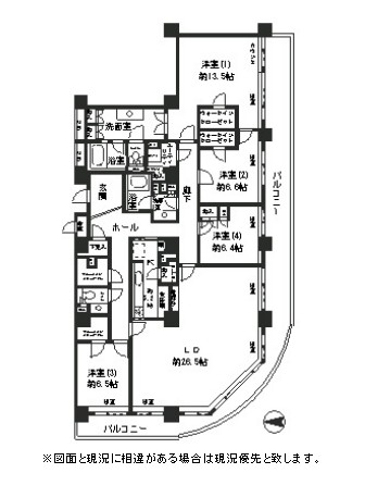リバーポイントタワー3904号室の図面