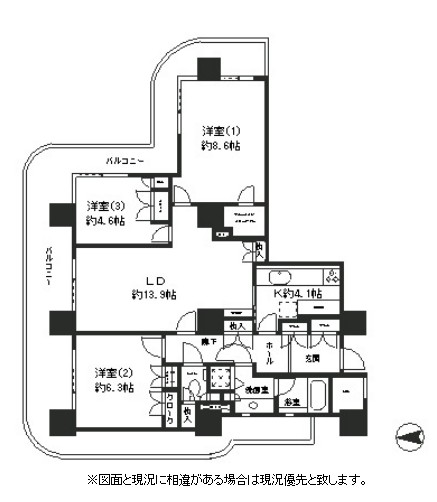 リバーポイントタワー501号室の図面