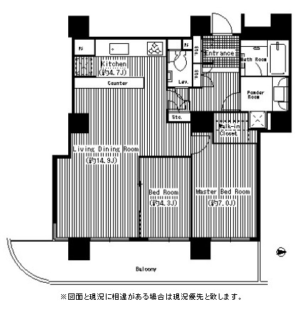 リバーポイントタワー604号室の図面