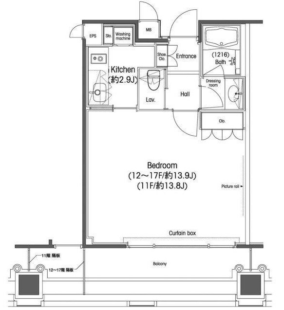 品川グラスレジデンス1304号室の図面
