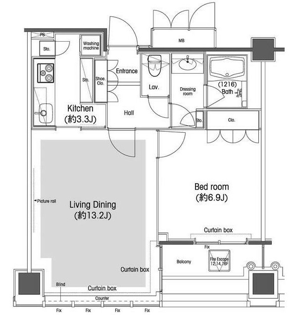 品川グラスレジデンス1306号室の図面