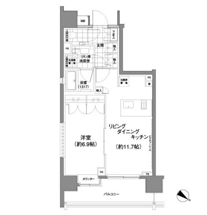 パークハビオ渋谷神山町1007号室の図面