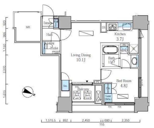 富ヶ谷スプリングス404号室の図面