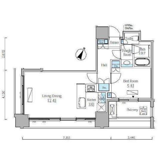 富ヶ谷スプリングス503号室の図面