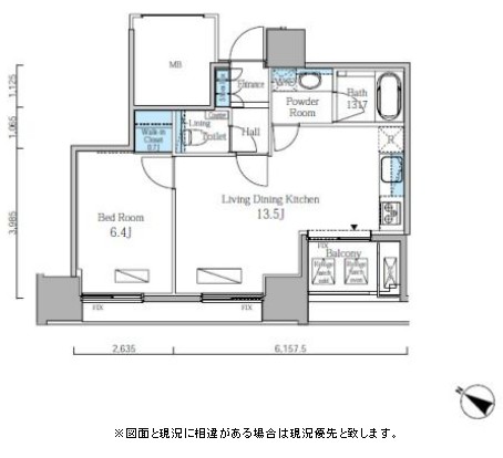 富ヶ谷スプリングス602号室の図面