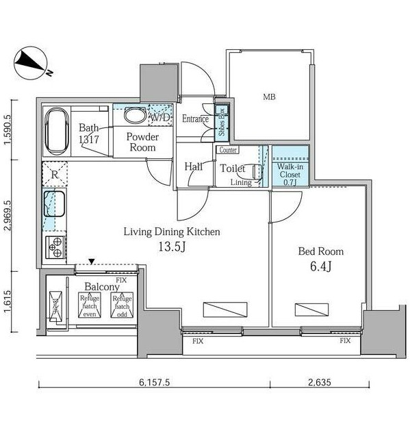 富ヶ谷スプリングス705号室の図面