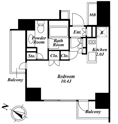 ベルファース目黒1304号室の図面