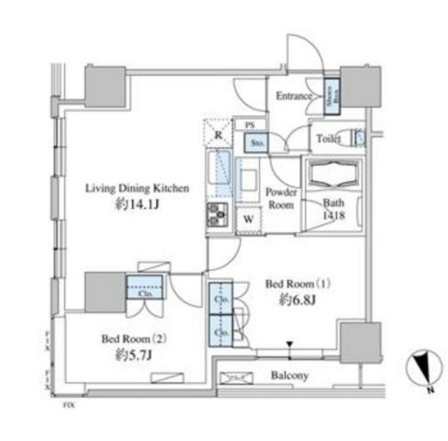 ベルファース芝浦タワー1607号室の図面