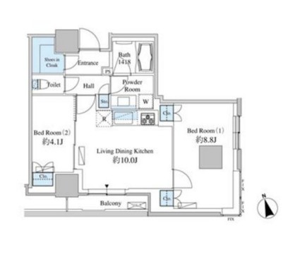 ベルファース芝浦タワー2405号室の図面