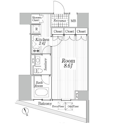 コートヒルズ広尾南205号室の図面