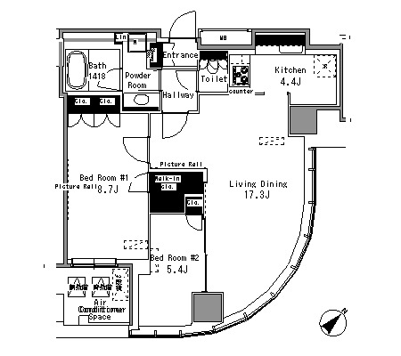 マイタワーレジデンス1906号室の図面