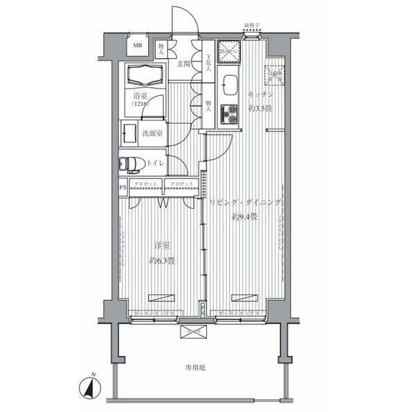 メゾンカルム西新宿102号室の図面