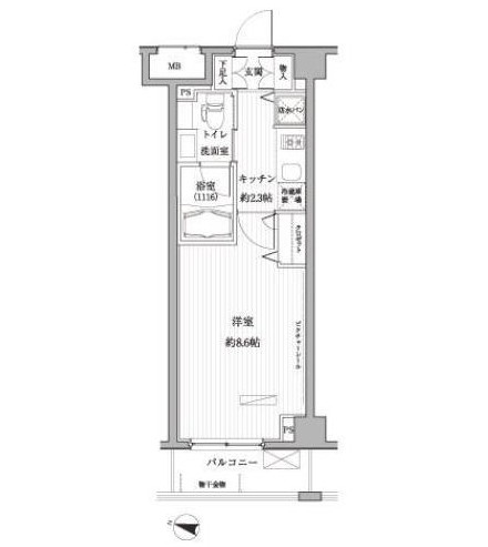 メゾンカルム西新宿111号室の図面