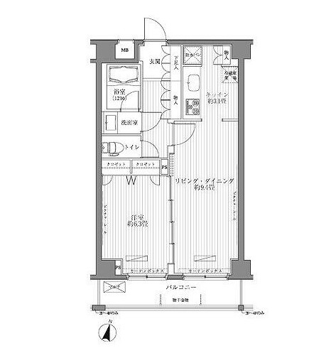 メゾンカルム西新宿402号室の図面