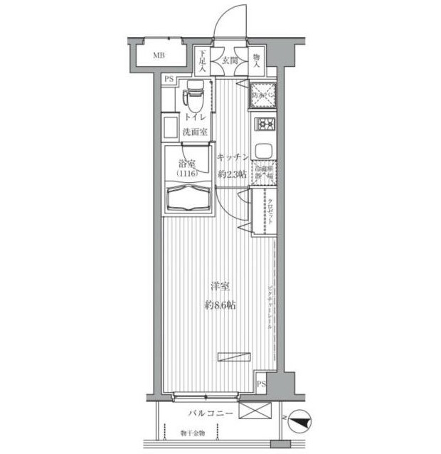 メゾンカルム西新宿408号室の図面