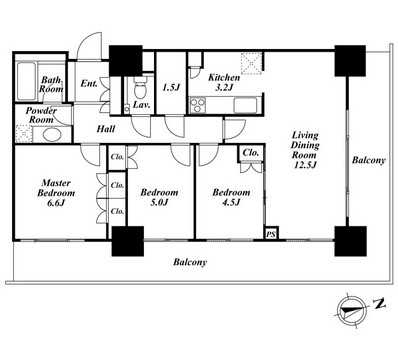 リエトコートアルクスタワー1102号室の図面