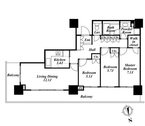 リエトコートアルクスタワー1801号室の図面