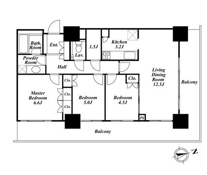 リエトコートアルクスタワー1902号室の図面